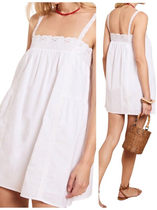 Kourt Dresses & Skirts - Kourt Florence White Cotton Babydoll Mini Dress NWT Small